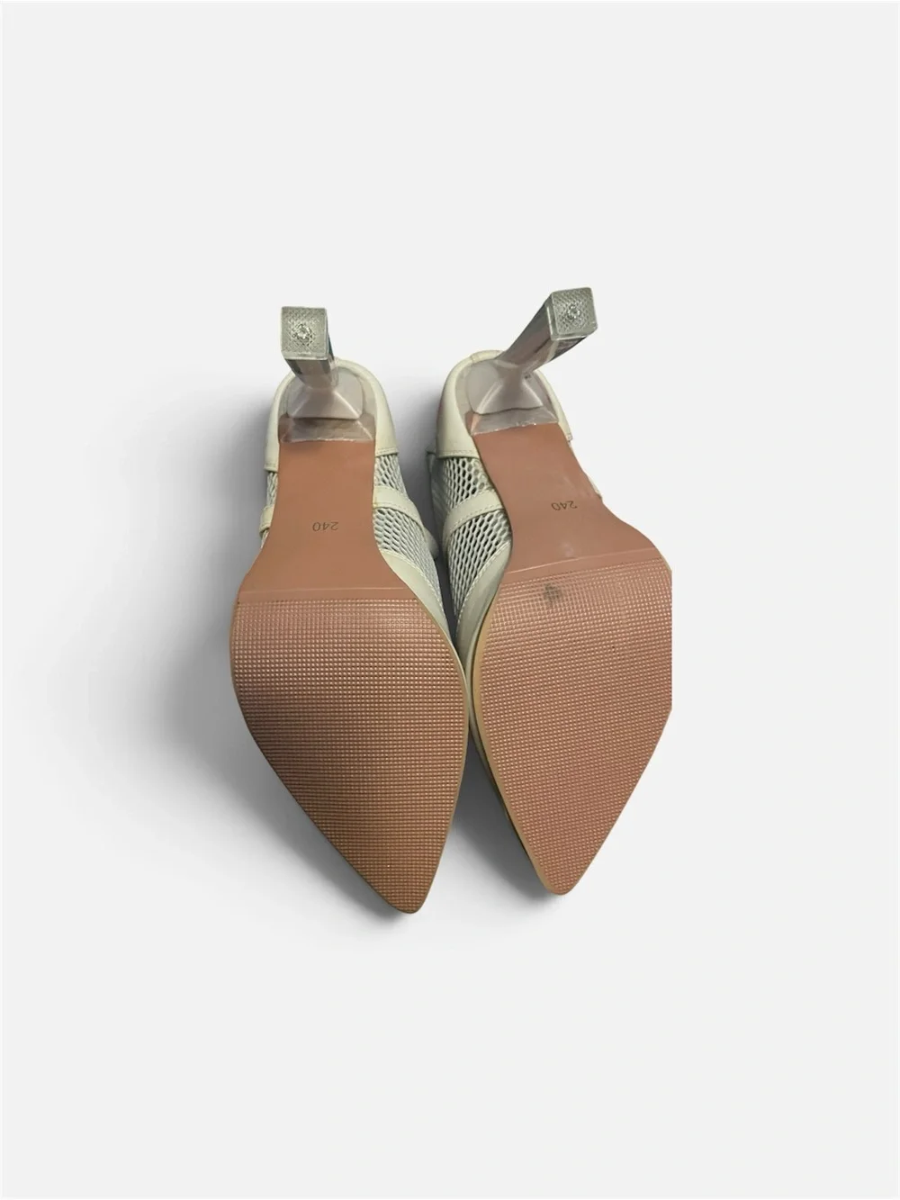 Women's Mesh Pointed-Toe Ankle Boot in Light beige